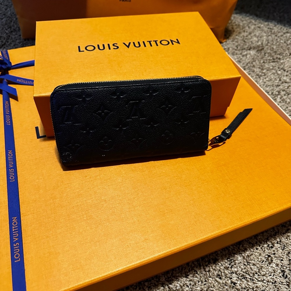 Louis Vuitton Monogram Implant Noir Black Long Wallet Handbag